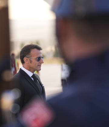 NATO Ankara Summit ANKARA, TURKIYE - JULY 7: French President Emmanuel Macron arrives at Esenboga Airport ahead of the 36th NATO Heads of State and Government Summit in Ankara, Turkiye, on July 7, 2026. Macron is welcomed upon arrival by Turkish Minister of Labour and Social Security Vedat Isikhan. Metin Aktas Anadolu Ankara Turkey. Editorial use only. Please get in touch for any other usage.  Copyright: x2026xAnadoluxMetinxAktasx