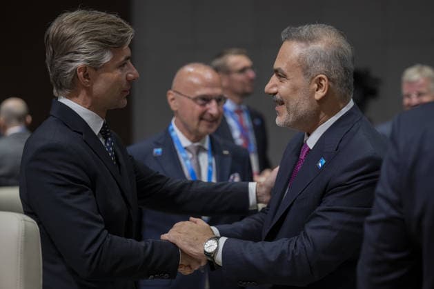 Turkish Foreign Minister Hakan Fidan ANKARA, TURKIYE - JULY 7: Turkish Foreign Minister Hakan Fidan attends the NATO-Ukraine Council meeting as part of the 36th NATO Ankara Summit in Ankara, Turkiye on July 7, 2026. Mustafa Hatipoglu Anadolu Ankara Turkey. Editorial use only. Please get in touch for any other usage.  Copyright: x2026xAnadoluxMustafaxHatipoglux