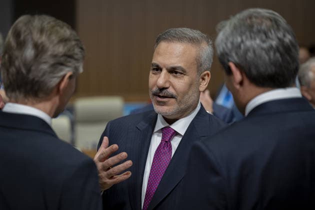 Turkish Foreign Minister Hakan Fidan ANKARA, TURKIYE - JULY 7: Turkish Foreign Minister Hakan Fidan attends the NATO-Ukraine Council meeting as part of the 36th NATO Ankara Summit in Ankara, Turkiye on July 7, 2026. Mustafa Hatipoglu Anadolu Ankara Turkey. Editorial use only. Please get in touch for any other usage.  Copyright: x2026xAnadoluxMustafaxHatipoglux