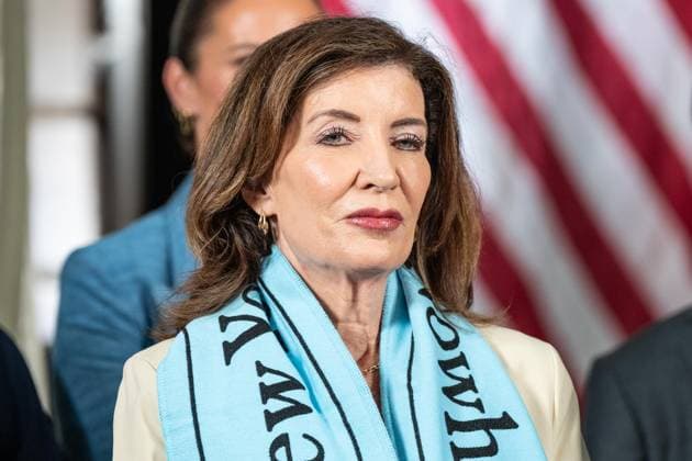 July 7, 2026, Bronx, New York, USA: Governor Kathy Hochul attends announcement the Gotham FC will play at Etihad Park stadium beginning in 2028 at City Hall press briefing in New York, NY on July 7, 2026. Bronx USA  - ZUMAr339 20260707_znp_r339_022 Copyright: xLevxRadinx