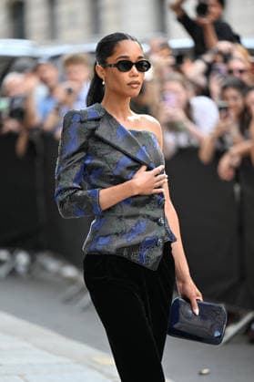 PFW Haute Couture Armani Prive Outside Arrivals JR Laura Harrier arriving at the Armani Prive show during Haute Couture Fashion Week in Paris, France, on 7 July 2026. Photo by Julien Reynaud APS-Medias ABACAPRESS.COM Paris France  Copyright: xReynaudxJulien APS-Medias ABACAx