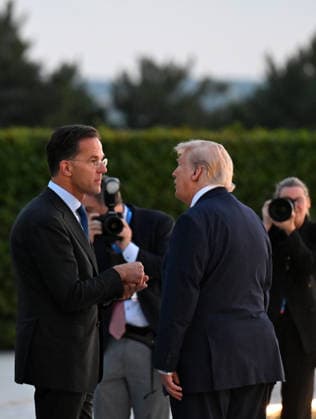 36th NATO Summit in Ankara ANKARA, TURKIYE - JULY 7: US President Donald Trump talks with NATO Secretary General Mark Rutte during a reception hosted for heads of state and government attending the 36th NATO Summit and their spouses at the Presidential Complex in Ankara, Turkiye, on July 7, 2026. Mehmet Ali Ozcan Anadolu Ankara Turkey. Editorial use only. Please get in touch for any other usage.  Copyright: x2026xAnadoluxMehmetxAlixOzcanx