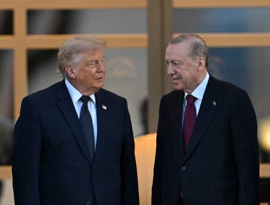 NATO Ankara Summit ANKARA, TURKIYE - JULY 7: Turkish President Recep Tayyip Erdogan and his wife Emine Erdogan welcome US President Donald Trump during a reception hosted for heads of state and government attending the 36th NATO Summit and their spouses at the Presidential Complex in Ankara, Turkiye, on July 7, 2026. Mehmet Ali Ozcan Anadolu Ankara Turkey. Editorial use only. Please get in touch for any other usage.  Copyright: x2026xAnadoluxMehmetxAlixOzcanx