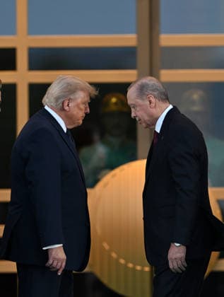 NATO Ankara Summit ANKARA, TURKIYE - JULY 7: Turkish President Recep Tayyip Erdogan and his wife Emine Erdogan welcome US President Donald Trump during a reception hosted for heads of state and government attending the 36th NATO Summit and their spouses at the Presidential Complex in Ankara, Turkiye, on July 7, 2026. Mehmet Ali Ozcan Anadolu Ankara Turkey. Editorial use only. Please get in touch for any other usage.  Copyright: x2026xAnadoluxMehmetxAlixOzcanx