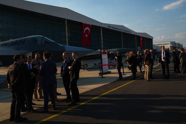 Defense Industry Forum 2026 as part of 36th NATO Summit in Ankara ANKARA, TURKIYE - JULY 7: Summit participants attend NATO Summit Defense Industry Forum 2026 Reception, hosted by President of the Presidency of Defense Industries (SSB) Haluk Gorgun, at the Turkish Aerospace Industries (TUSAS) Kahramankazan campus in Ankara, Turkiye on July 7, 2026. At the reception the land, sea, and air capabilities of the Turkish defense industry are showcased. Dilara Irem Sancar Anadolu Ankara Turkey. Editorial use only. Please get in touch for any other usage.  Copyright: x2026xAnadoluxDilaraxIremxSancarx