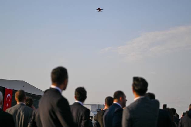 NATO Summit Defense Industry Forum reception in Ankara ANKARA, TURKIYE - JULY 7: Turkish national aircraft and unmanned aerial vehicles including HURJET, HURKUS-II, ANKA III, GOKBEY, ATAK, Bayraktar AKINCI, Bayraktar TB3, ANKA, and AKSUNGUR perform demonstration flights during the NATO Summit Defense Industry Forum 2026 Reception hosted by Turkiye’s Defense Industries Secretary Haluk Gorgun at the Turkish Aerospace Industries (TAI) facilities in Ankara, Turkiye, on July 7, 2026. Ismail Aslandag Anadolu Ankara Turkey. Editorial use only. Please get in touch for any other usage.  Copyright: x2026xAnadoluxIsmailxAslandagx