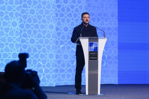 July 7, 2026, Ankara, Turkey: Volodymyr Zelenskyy, the President of Ukraine, speaks at the Defence Industry Forum during the 2026 NATO Ankara Summit in Ankara, Turkiye, on July 7th, 2026. Ankara Turkey - ZUMAz156 20260707_zip_z156_041 Copyright: xBeataxZawrzelx