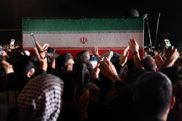Body of slain Iranian supreme leader arrives in Iraq ahead of funeral procession NAJAF, IRAQ - JULY 8: (----EDITORIAL USE ONLY – MANDATORY CREDIT - IRANIAN PRESIDENCY HANDOUT - NO MARKETING NO ADVERTISING CAMPAIGNS - DISTRIBUTED AS A SERVICE TO CLIENTS----) People carry the coffin of Iran s late Supreme Leader Ayatollah Ali Khamenei after landing at Najaf International Airport ahead of the scheduled funeral processions, in Najaf, Iraq, on July 8, 2026. Khamenei was killed in US-Israeli strikes on Iran that began on Feb. 28, triggering weeks of retaliatory attacks from Tehran targeting Israel and Gulf countries hosting US assets. Iranian Presidency Handout Anadolu Najaf Iraq. Editorial use only. Please get in touch for any other usag  Copyright: x2026xAnadoluxIranianxPresidencyx xHandoutx