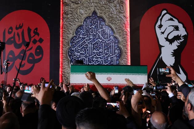 Body of slain Iranian supreme leader arrives in Iraq ahead of funeral procession NAJAF, IRAQ - JULY 8: (----EDITORIAL USE ONLY – MANDATORY CREDIT - IRANIAN PRESIDENCY HANDOUT - NO MARKETING NO ADVERTISING CAMPAIGNS - DISTRIBUTED AS A SERVICE TO CLIENTS----) People carry the coffin of Iran s late Supreme Leader Ayatollah Ali Khamenei after landing at Najaf International Airport ahead of the scheduled funeral processions, in Najaf, Iraq, on July 8, 2026. Khamenei was killed in US-Israeli strikes on Iran that began on Feb. 28, triggering weeks of retaliatory attacks from Tehran targeting Israel and Gulf countries hosting US assets. Iranian Presidency Handout Anadolu Najaf Iraq. Editorial use only. Please get in touch for any other usag  Copyright: x2026xAnadoluxIranianxPresidencyx xHandoutx