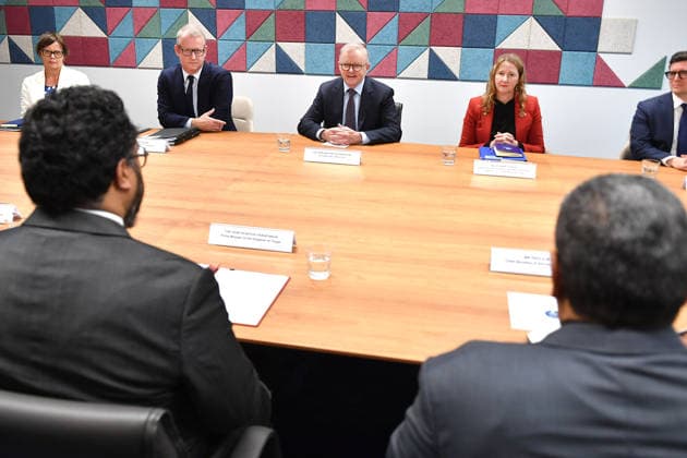 ANTHONY ALBANESE PACIFIC ISLANDS, Australian Prime Minister Anthony Albanese (back centre) during a bilateral meeting with Tongan Prime Minister Fatafehi FakafÄnua (front left) at the CPO in Brisbane, Wednesday, July 8, 2026. ( NO ARCHIVING, POOL BRISBANE QUEENSLAND AUSTRALIA  Copyright: xJohnxGassx 20260708111974640659