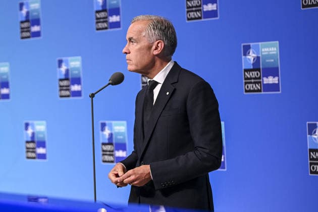 36th NATO Summit in Ankara ANKARA, TURKIYE - JULY 08: Canadian Prime Minister Mark Carney makes a statement to the press ahead of the main session of the North Atlantic Council Meeting during the second day of the NATO Ankara Summit in Ankara, Turkiye on July 08, 2026. Dogukan Keskinkilic Anadolu Ankara Turkey. Editorial use only. Please get in touch for any other usage.  Copyright: x2026xAnadoluxDogukanxKeskinkilicx