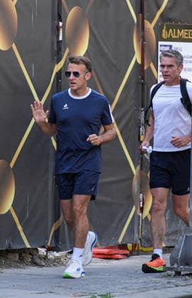 French President Macron goes for morning jog in Ankara ANKARA, TURKIYE - JULY 08: French President Emmanuel Macron goes for a morning jog in Ankara, Turkiye, where he arrived for the 36th NATO Heads of State and Government Summit on July 08, 2026. Berkan Cetin Anadolu Ankara Turkey. Editorial use only. Please get in touch for any other usage.  Copyright: x2026xAnadoluxBerkanxCetinx