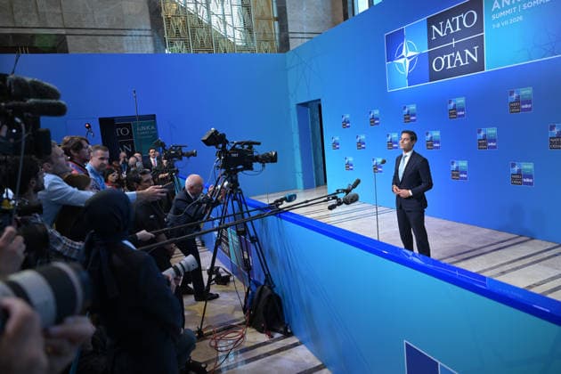 36th NATO Summit in Ankara ANKARA, TURKIYE - JULY 08: Dutch Prime Minister Rob Jetten makes a statement to the press ahead of the main session of the North Atlantic Council Meeting during the second day of the 36th NATO Heads of State and Government Summit in Ankara, Turkiye on July 08, 2026. Ozge Elif Kizil Anadolu Ankara Turkey. Editorial use only. Please get in touch for any other usage.  Copyright: x2026xAnadoluxOzgexElifxKizilx