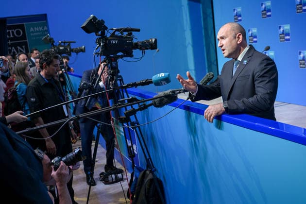36th NATO Summit in Ankara ANKARA, TURKIYE - JULY 08: Bulgarian Prime Minister Rumen Radev makes a statement to the press ahead of the main session of the North Atlantic Council Meeting during the second day of the 36th NATO Heads of State and Government Summit in Ankara, Turkiye on July 08, 2026. Ozge Elif Kizil Anadolu Ankara Turkey. Editorial use only. Please get in touch for any other usage.  Copyright: x2026xAnadoluxOzgexElifxKizilx