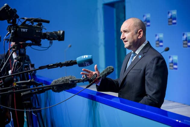 36th NATO Summit in Ankara ANKARA, TURKIYE - JULY 08: Bulgarian Prime Minister Rumen Radev makes a statement to the press ahead of the main session of the North Atlantic Council Meeting during the second day of the 36th NATO Heads of State and Government Summit in Ankara, Turkiye on July 08, 2026. Ozge Elif Kizil Anadolu Ankara Turkey. Editorial use only. Please get in touch for any other usage.  Copyright: x2026xAnadoluxOzgexElifxKizilx