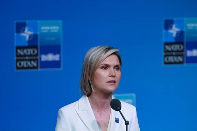 36th NATO Summit in Ankara ANKARA, TURKIYE - JULY 8: Iceland Prime Minister Kristrun Frostadottir speaks to press ahead of the main session of the North Atlantic Council Meeting, which brings together heads of state and government on the second day of the NATO Summit in Ankara, Turkiye, on July 8, 2026. Dogukan Keskinkilic Anadolu Ankara Turkey. Editorial use only. Please get in touch for any other usage.  Copyright: x2026xAnadoluxDogukanxKeskinkilicx