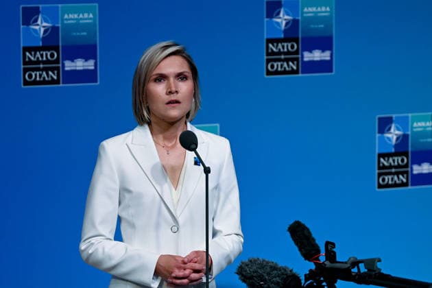 36th NATO Summit in Ankara ANKARA, TURKIYE - JULY 8: Iceland Prime Minister Kristrun Frostadottir speaks to press ahead of the main session of the North Atlantic Council Meeting, which brings together heads of state and government on the second day of the NATO Summit in Ankara, Turkiye, on July 8, 2026. Dogukan Keskinkilic Anadolu Ankara Turkey. Editorial use only. Please get in touch for any other usage.  Copyright: x2026xAnadoluxDogukanxKeskinkilicx