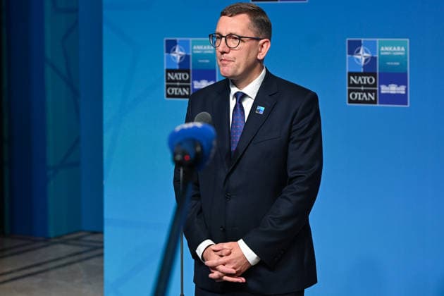 36th NATO Summit in Ankara ANKARA, TURKIYE - JULY 08: Estonian Prime Minister Kristen Michal makes a statement to the press ahead of the main session of the North Atlantic Council Meeting during the second day of the 36th NATO Heads of State and Government Summit in Ankara, Turkiye on July 08, 2026. Dogukan Keskinkilic Anadolu Ankara Turkey. Editorial use only. Please get in touch for any other usage.  Copyright: x2026xAnadoluxDogukanxKeskinkilicx