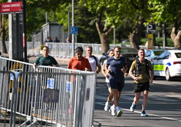 French President Macron goes for morning jog in Ankara ANKARA, TURKIYE - JULY 08: French President Emmanuel Macron goes for a morning jog in Ankara, Turkiye, where he arrived for the 36th NATO Heads of State and Government Summit on July 08, 2026. Saffet Azak Anadolu Ankara Turkey. Editorial use only. Please get in touch for any other usage.  Copyright: x2026xAnadoluxSaffetxAzakx