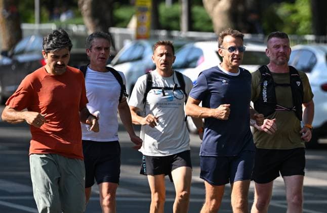 French President Macron goes for morning jog in Ankara ANKARA, TURKIYE - JULY 08: French President Emmanuel Macron goes for a morning jog in Ankara, Turkiye, where he arrived for the 36th NATO Heads of State and Government Summit on July 08, 2026. Saffet Azak Anadolu Ankara Turkey. Editorial use only. Please get in touch for any other usage.  Copyright: x2026xAnadoluxSaffetxAzakx