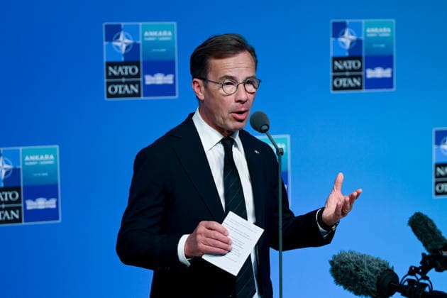 36th NATO Summit in Ankara ANKARA, TURKIYE - JULY 08: Swedish Prime Minister Ulf Kristersson makes a statement to the press ahead of the main session of the North Atlantic Council Meeting during the second day of the 36th NATO Heads of State and Government Summit in Ankara, Turkiye on July 08, 2026. Dogukan Keskinkilic Anadolu Ankara Turkey. Editorial use only. Please get in touch for any other usage.  Copyright: x2026xAnadoluxDogukanxKeskinkilicx