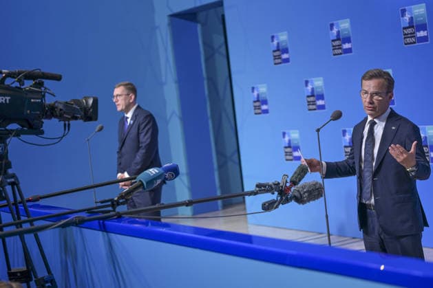 36th NATO Summit in Ankara ANKARA, TURKIYE - JULY 8: Estonian Prime Minister Kristen Michal and Swedish Prime Minister Ulf Kristersson speak to press ahead of the main session of the North Atlantic Council Meeting, which brings together heads of state and government on the second day of the NATO Summit in Ankara, Turkiye, on July 8, 2026. Ozge Elif Kizil Anadolu Ankara Turkey. Editorial use only. Please get in touch for any other usage.  Copyright: x2026xAnadoluxOzgexElifxKizilx