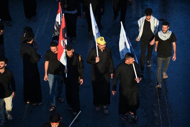 Massive Crowds gather in Najaf for Farewell Ceremony of slain Iranian supreme leader NAJAF, IRAQ - JULY 8: A massive crowd of mourners carrying various flags and posters fills the streets during a farewell ceremony for slain Iranian supreme leader Ali Khamenei, in Najaf, Iraq, on July 8, 2026. Khamenei lost his life following joint US-Israeli attacks. Starting from the early hours of the morning, thousands of people flooded the squares and avenues to take part in the funeral procession and pay their final respects. Haidar Mohammed Ali Anadolu Najaf Iraq. Editorial use only. Please get in touch for any other usage.  Copyright: x2026xAnadoluxHaidarxMohammedxAlix