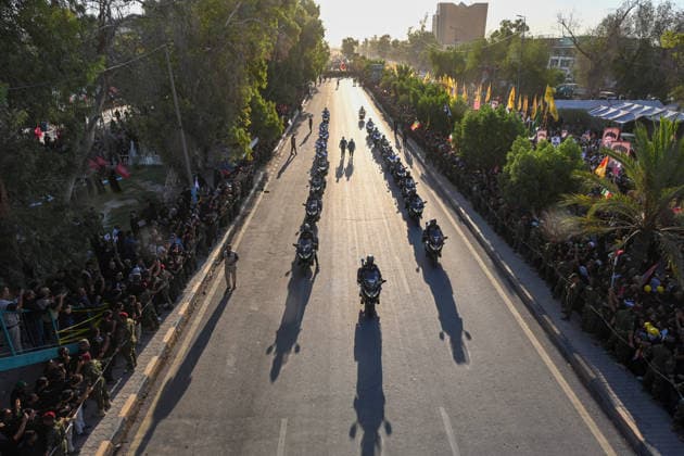 Massive Crowds gather in Najaf for Farewell Ceremony of slain Iranian supreme leader NAJAF, IRAQ - JULY 8: A massive crowd of mourners carrying various flags and posters fills the streets during a farewell ceremony for slain Iranian supreme leader Ali Khamenei, in Najaf, Iraq, on July 8, 2026. Khamenei lost his life following joint US-Israeli attacks. Starting from the early hours of the morning, thousands of people flooded the squares and avenues to take part in the funeral procession and pay their final respects. Haidar Mohammed Ali Anadolu Najaf Iraq. Editorial use only. Please get in touch for any other usage.  Copyright: x2026xAnadoluxHaidarxMohammedxAlix