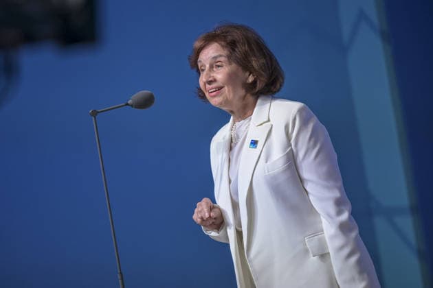 36th NATO Summit in Ankara ANKARA, TURKIYE - JULY 08: North Macedonian President Gordana Siljanovska Davkova makes a statement to the press ahead of the main session of the North Atlantic Council Meeting during the second day of the 36th NATO Heads of State and Government Summit in Ankara, Turkiye on July 08, 2026. Ozge Elif Kizil Anadolu Ankara Turkey. Editorial use only. Please get in touch for any other usage.  Copyright: x2026xAnadoluxOzgexElifxKizilx