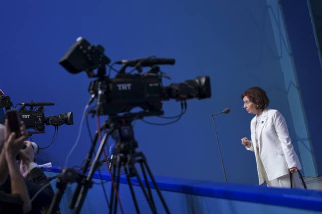 36th NATO Summit in Ankara ANKARA, TURKIYE - JULY 08: North Macedonian President Gordana Siljanovska Davkova makes a statement to the press ahead of the main session of the North Atlantic Council Meeting during the second day of the 36th NATO Heads of State and Government Summit in Ankara, Turkiye on July 08, 2026. Ozge Elif Kizil Anadolu Ankara Turkey. Editorial use only. Please get in touch for any other usage.  Copyright: x2026xAnadoluxOzgexElifxKizilx