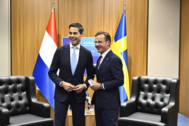 ANKARA, TURKIET 20260708 Nederländernas premiärminister Rob Jetten med Sveriges statsminister Ulf Kristerssin (M) under Nato-toppmötet i Ankara, Turkiet. ANKARA TURKIET x10430x *** ANKARA, TURKEY 20260708 Dutch Prime Minister Rob Jetten with Swedish Prime Minister Ulf Kristerssin M during the NATO summit in Ankara, Turkey ANKARA TURKEY x10430x  Copyright: xChristinexOlsson TTx NATO-TOPPMÖTE ANKARA 2026 1GuVF2RDJLU