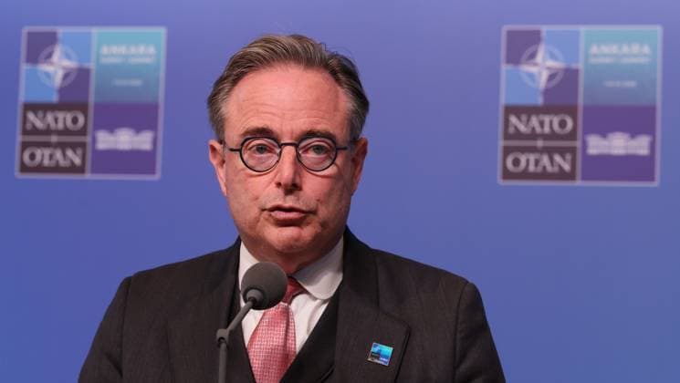 Prime Minister Bart De Wever pictured at the welcome ceremony for a head of states and government summit of the NATO (North Atlantic Treaty Organization) military alliance, Wednesday 08 July 2026, in Ankara, Turkey.  BENOITxDOPPAGNE 180699742