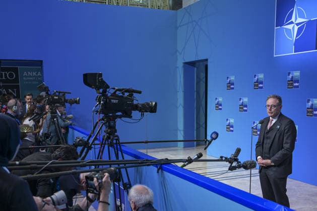 36th NATO Summit in Ankara ANKARA, TURKIYE - JULY 08: Belgian Prime Minister Bart De Wever makes a statement to the press ahead of the main session of the North Atlantic Council Meeting during the second day of the 36th NATO Heads of State and Government Summit in Ankara, Turkiye on July 08, 2026. Ozge Elif Kizil Anadolu Ankara Turkey. Editorial use only. Please get in touch for any other usage.  Copyright: x2026xAnadoluxOzgexElifxKizilx