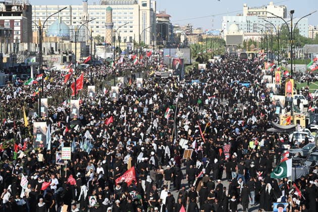 Thousands gather in Iraq for funeral procession of slain Iranian leader Khamenei NAJAF, IRAQ - JULY 8: A massive crowd of mourners carrying various flags and posters fills the streets during a farewell ceremony for slain Iranian supreme leader Ali Khamenei, in Najaf, Iraq, on July 8, 2026. Khamenei lost his life following joint US-Israeli attacks. Starting from the early hours of the morning, thousands of people flooded the squares and avenues to take part in the funeral procession and pay their final respects. Haidar Mohammed Ali Anadolu Najaf Iraq. Editorial use only. Please get in touch for any other usage.  Copyright: x2026xAnadoluxHaidarxMohammedxAlix