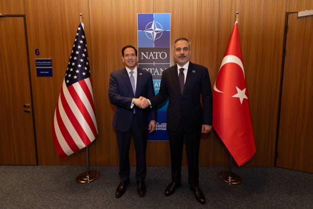Hakan Fidan - Marco Rubio meeting during NATO Summit in Ankara ANKARA, TURKIYE - JULY 8: Turkish Foreign Minister Hakan Fidan meets with US Secretary of State Marco Rubio on the sidelines of the NATO Summit in Ankara, Turkiye, on July 8, 2026. Mustafa Hatipoglu Anadolu Ankara Turkey. Editorial use only. Please get in touch for any other usage.  Copyright: x2026xAnadoluxMustafaxHatipoglux