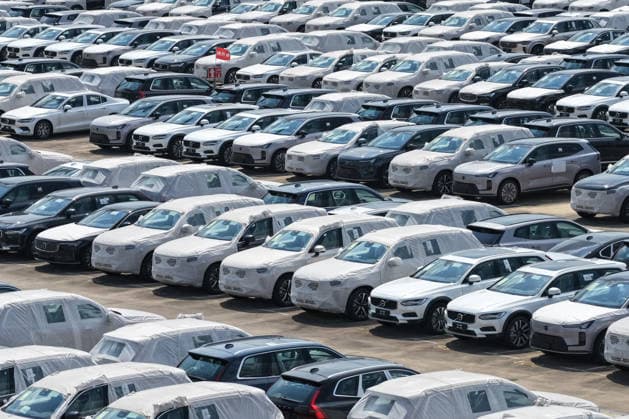 Nanjing Port Exported Vehicles Exported vehicles parked at Nanjing Port in Nanjing City, Jiangsu Province, China on July 8, 2026. Nanjing Jiangsu China  Copyright: xCFOTOx i1783528583317
