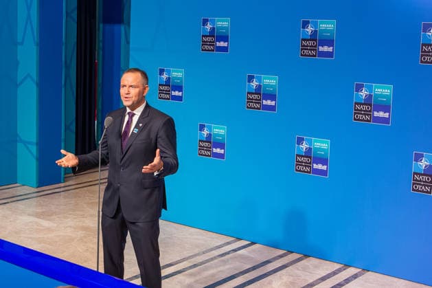 July 8, 2026, Ankara, Turkey: Polish President Karol Nawrocki during a doorstep at the NATO Summit. Ankara Turkey  - ZUMAl194 20260708_zip_l194_014 Copyright: xMarekxLadzinskix