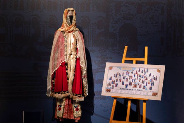 TAIYUAN, CHINA - JULY 08: A visitor views artifacts during the Land of Noah exhibition featuring 134 sets of precious items from the Yerevan History Museum of Armenia on July 8, 2026 in Taiyuan, Shanxi Province of China. The exhibition includes traditional costumes, silverware, musical instruments, carpets, embroidery, oil paintings and pottery.  Copyright: xVCGx 111653071856