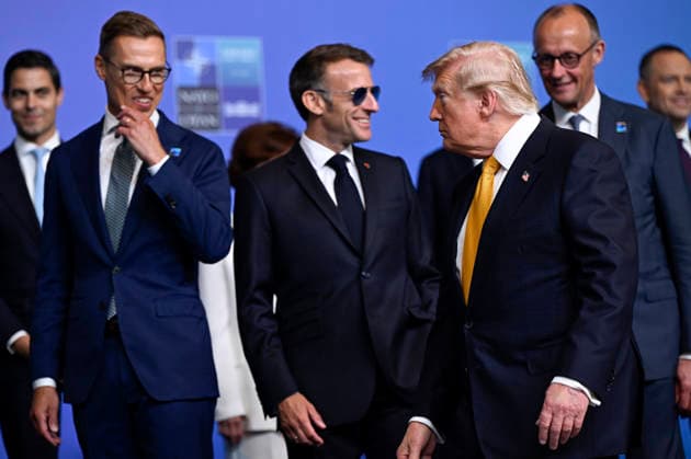 LKS 20260708 From left, Finnish President Alexander Stubb, French President Emmanuel Macron, US President Donald Trump and German Chancellor Friedrich Merz gathering for a family photo during the North Atlantic Treaty Organization (NATO) Heads of State and Government summit in Ankara, Turkey, on July 8, 2026. - EMMI KORHONEN Ankara Turkey  Copyright: xEmmixKorhonenx __FZCwtTVIA