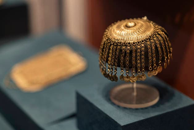 TAIYUAN, CHINA - JULY 08: Visitors view exhibits at the Land of Noah exhibition featuring artifacts from the Yerevan History Museum on July 8, 2026 in Taiyuan, Shanxi Province of China. The display includes 134 sets of historical items covering traditional clothing, silverware, musical instruments, carpets, embroidery, oil paintings and pottery, marking the first large-scale presentation of Armenian civilization in the province.  Copyright: xVCGx 111653071842