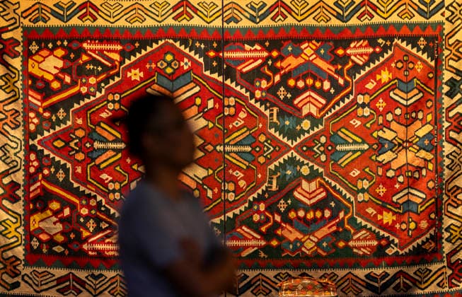 TAIYUAN, CHINA - JULY 08: Visitors view exhibits at the Land of Noah exhibition featuring premium artifacts from the Yerevan History Museum in Armenia on July 8, 2026 in Taiyuan, Shanxi Province of China. The display includes 134 sets of historical items covering traditional clothing, silverware, musical instruments, carpets, embroidery, oil paintings and pottery.  Copyright: xVCGx 111653071826