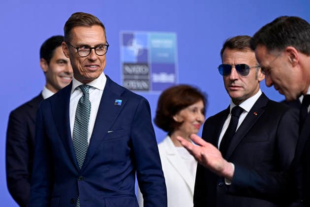LKS 20260708 Finland s President Alexander Stubb, France s President Emmanuel Macron and NATO Secretary General Mark Rutte gather for a family photo during the North Atlantic Treaty Organization (NATO) Heads of State and Government summit in Ankara, Turkey, on July 8, 2026. - EMMI KORHONEN Ankara Turkey  Copyright: xEmmixKorhonenx jvXm2ufwiA8