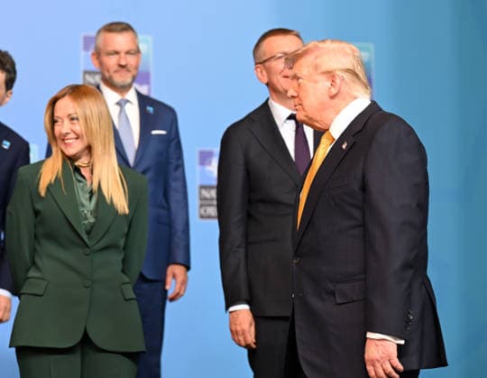 36th NATO Summit in Ankara ANKARA, TURKIYE - JULY 08: US President Donald Trump and Italian Prime Minister Giorgia Meloni pose with other heads of state and government for a family photo during the 36th NATO Heads of State and Government Summit held at the Presidential Complex in Ankara, Turkiye on July 08, 2026. Mehmet Ali Ozcan Anadolu Ankara Turkey. Editorial use only. Please get in touch for any other usage.  Copyright: x2026xAnadoluxMehmetxAlixOzcanx