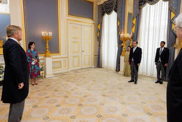 Den Haag, The Netherlands, 2026-07-08 10:19:59 THE HAGUE, 08-07-2026, Noordeinde Palace. King Willem Alexander receives the Ambassador of the People s Republic of Bangladesh, His Excellency Faiyaz Murshid Kazi, at Noordeinde Palace in The Hague for the presentation of their credentials. PHOTO: NLBeeld POOL Wesley de Wit Credit: NL Beeld Patrick van Emst  Copyright: xx x