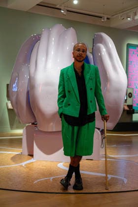 Rudy Loewe: Intimacies of Care at Wellcome Collection, London, UK 8 July 2026 Artist Rudy Loewe poses with Activation Sculpture, 2026, a large-scale sculptural commission with sound installations incorporating plants and herbs associated with healing and sustainability, at the preview of Rudy Loewe: Intimacies of Care Spaces of Grief and Possibility at the Wellcome Collection, London, UK, on 8 July 2026. The exhibition is on view from 10 July 2026 until 7 February 2027., Credit:Pete Speller Avalon  Copyright: xPetexSpellerx xAvalonx 1115223114