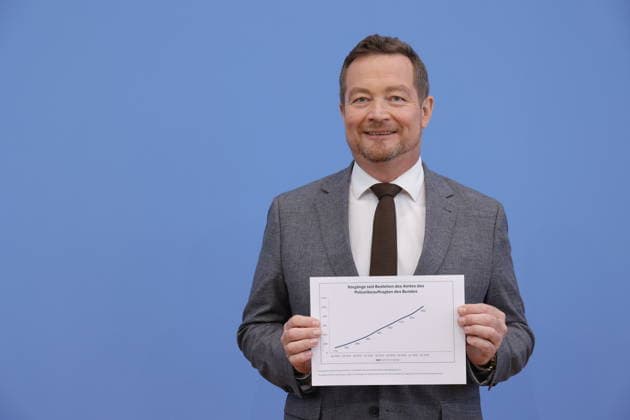 Uli Grötsch, Polizeibeauftragter des Bundes beim Deutschen Bundestag, Deutschland, Berlin, Bundespressekonferenz, Thema: Bericht des Polizeibeauftragten des Bundes beim Deutschen Bundestag *** Uli Grötsch, Federal Police Commissioner to the German Bundestag, Germany, Berlin, Federal Press Conference, Topic: Report by the Federal Police Commissioner to the German Bundestag