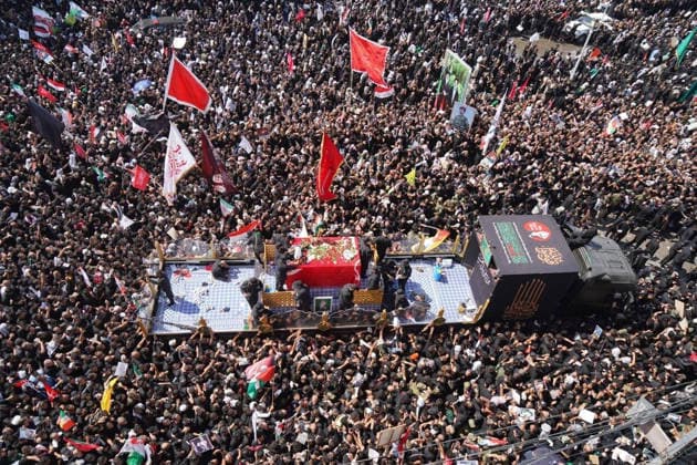 Farewell ceremony held for Iran s former leader Ali Khamenei in Najaf NAJAF, IRAQ - JULY 8: (----EDITORIAL USE ONLY MANDATORY CREDIT - IRANIAN LEADER PRESS OFFICE HANDOUT - NO MARKETING NO ADVERTISING CAMPAIGNS - DISTRIBUTED AS A SERVICE TO CLIENTS----) Large crowds carrying flags and posters attend the farewell ceremony held for former Iranian leader Ali Khamenei, who was killed in U.S.-Israeli attacks as in Najaf, Iran on July 8, 2026. The coffins of Khamenei and his family members are transported through the crowd in a specially designed truck after the Imam Reza Shrine before being brought to the Imam Ali Shrine. Iranian Leader Press Office Handout Anadolu Najaf Iraq. Editorial use only. Please get in touch for any other usage.  Copyright: x2026xAnadoluxIranianxLeaderxPressxOffice Handoutx