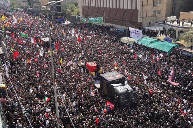 Farewell ceremony held for Iran s former leader Ali Khamenei in Najaf NAJAF, IRAQ - JULY 8: (----EDITORIAL USE ONLY MANDATORY CREDIT - IRANIAN LEADER PRESS OFFICE HANDOUT - NO MARKETING NO ADVERTISING CAMPAIGNS - DISTRIBUTED AS A SERVICE TO CLIENTS----) Large crowds carrying flags and posters attend the farewell ceremony held for former Iranian leader Ali Khamenei, who was killed in U.S.-Israeli attacks as in Najaf, Iran on July 8, 2026. The coffins of Khamenei and his family members are transported through the crowd in a specially designed truck after the Imam Reza Shrine before being brought to the Imam Ali Shrine. Iranian Leader Press Office Handout Anadolu Najaf Iraq. Editorial use only. Please get in touch for any other usage.  Copyright: x2026xAnadoluxIranianxLeaderxPressxOffice Handoutx