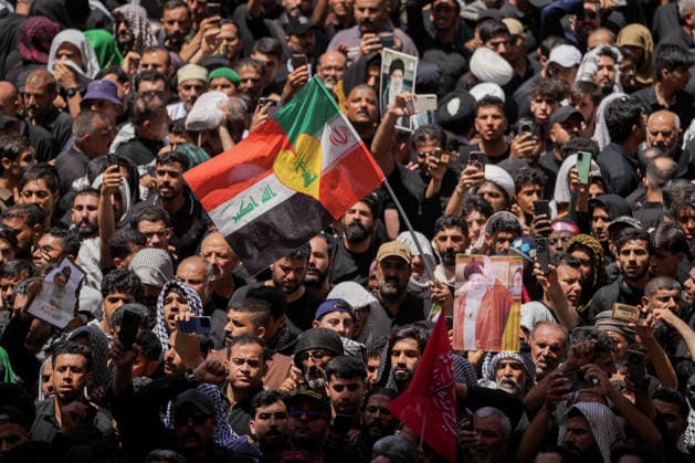 Farewell ceremony held for Iran s former leader Ali Khamenei in Najaf NAJAF, IRAQ - JULY 8: Large crowds carrying flags and posters attend the farewell ceremony held for former Iranian leader Ali Khamenei, who was killed in U.S.-Israeli attacks as in Najaf, Iran on July 8, 2026. The coffins of Khamenei and his family members are transported through the crowd in a specially designed truck after the Imam Reza Shrine before being brought to the Imam Ali Shrine. Karar Essa Anadolu Najaf Iraq. Editorial use only. Please get in touch for any other usage.  Copyright: x2026xAnadoluxKararxEssax