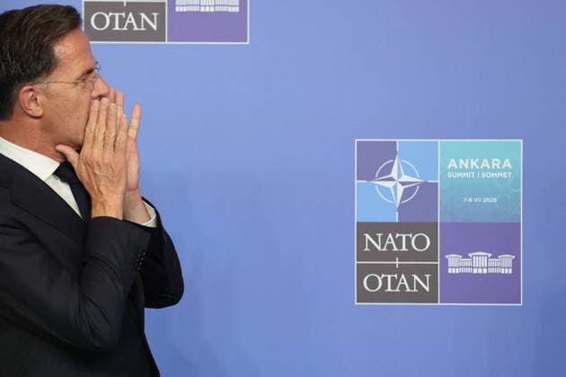NATO Leaders Summit - Ankara NATO Secretary General Mark Rutte reacts as he greets guests for the NATO summit in Ankara, on July 8, 2026. The summit comes at a fraught time for the 77-year-old transatlantic alliance, with the US President demanding members make good on a pledge to ramp up defence spending as Washington takes a step back from Europe. Photo by Ludovic Marin Pool ABACAPRESS.COM Ankara Turkey  Copyright: xMarinxLudovic Pool ABACAx